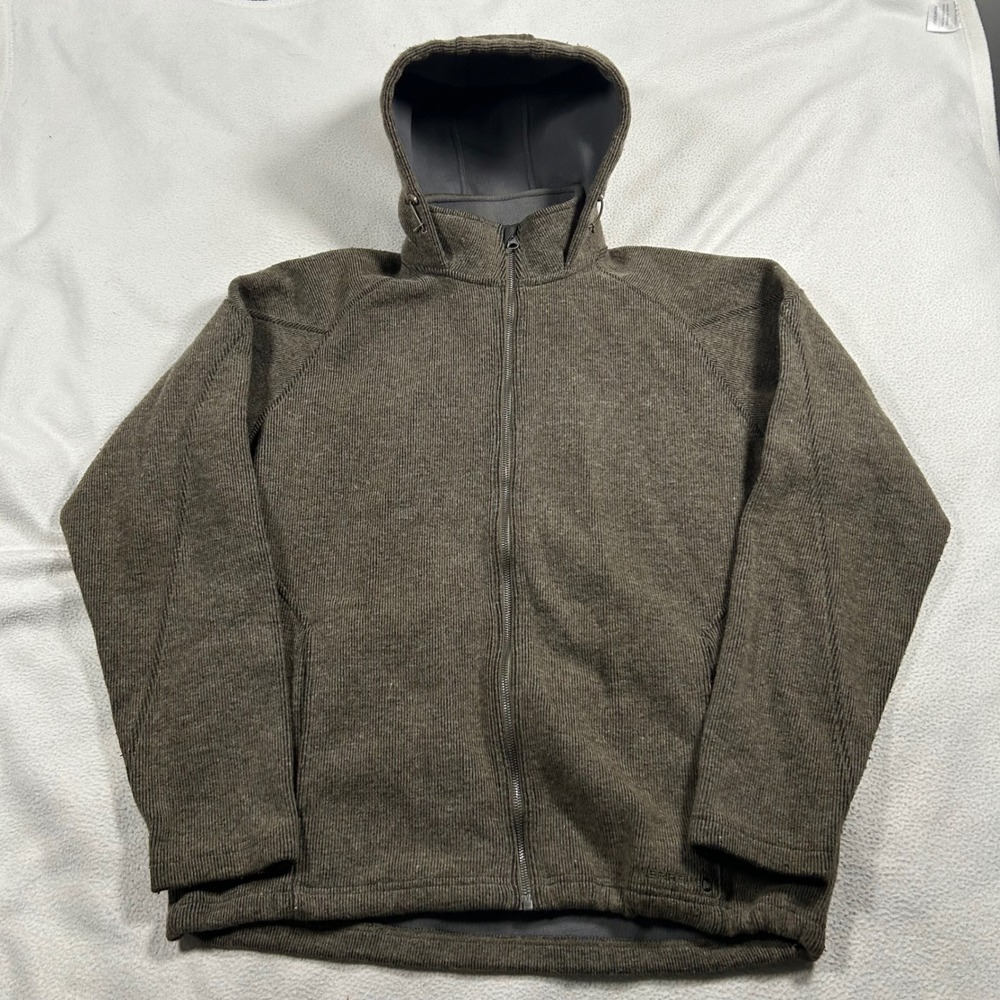 Merrell Full Zip Hoodie Mens Large Brown Wool Blend Fleece Lined Ribbed Jacket